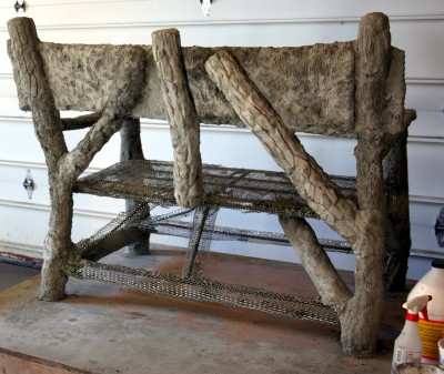 Second coat of concrete on Faux Bois Bench Second coat of concrete on Faux Bois Bench