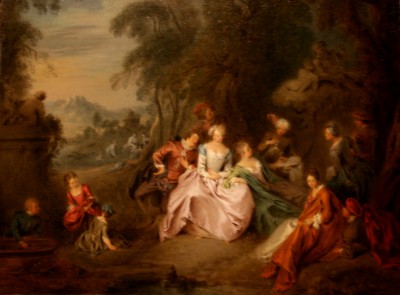 pastoral court scene, French Eighteenth Century