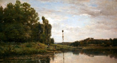 oil painting of a river landscape, Daubigny