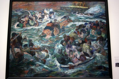 Titanic sinking oil painting