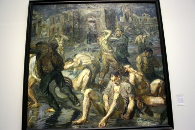 arresting assylum patients after earthquake in Messina by Max Beckmann