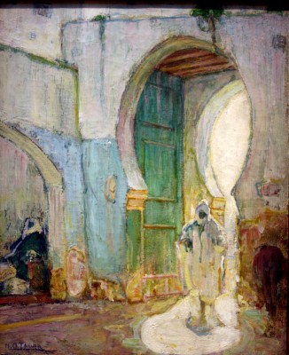 oil painting of a middle eastern arched gate