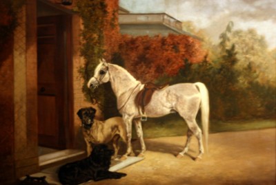 Horse and Dogs painting